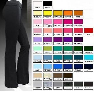 New QUALITY Slimming MID RISE Rollover Bootleg Yoga Comfy Pants S M L 