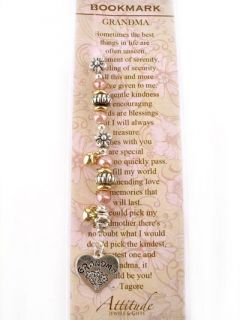 Newly listed Special Grandma Bookmark Poem Flowers Pink Beads