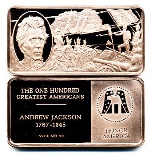 Andrew Jackson Battle of New Orleans Commemorative Bronze Art Bar 