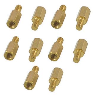 10 Pieces Brass Screw Threaded Hexagonal PCB Mounting Spacer Stand 