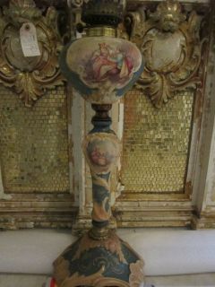 original Early & FineTall Barocco French Sevres artist signed OIL Lamp 