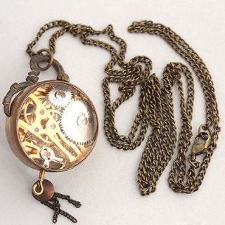 Newly listed Hollow Glass Ball Bronze Mechanical Pocket Watch ND80