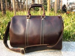 Mens Womens Real Leather duffle Weekend TRAVEL Bag LUGGAGE shoulder 