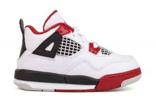 Toddlers Nike Air Jordan Retro 4 IV White/Fire Red # 308500 110 (TD 