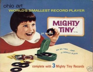 mighty tiny record player vintage ad fridge magnet time left