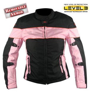 Women CF 462 Black Pink Motorcycle Jacket & Level 3 Advanced Armor By 