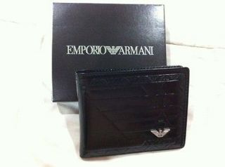 new sleek emporio armani mens black leather wallet