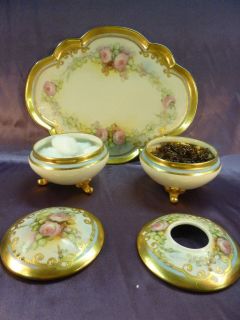 french porcelain hand painted 3 pc bathroom vanity set time