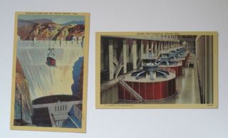 Boulder Dam NV Postcards Lowering Box Car & Huge Hydro. Generators 