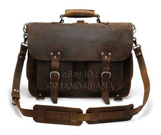 Extra Large 18 Vintage Style Leather Briefcase Backpack Messenger 