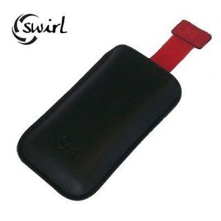 swirl black leather pouch case for samsung sgh f480i time