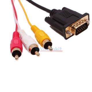 New 5 Feet 1 5M Gold HDMI to VGA 3 RCA Converter Adapter Cable 1080p 