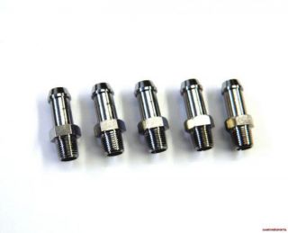 Chrome 3 8 Hose to 1 8 NPT Oil Pump Tank Fittings 5 Pack for Harley 