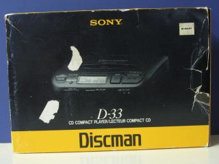 Sony Discman D 33 Portable Walkman CD Player with Box and Power 
