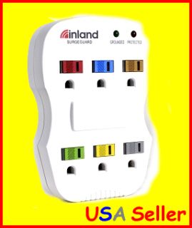 Inland SurgeGuard 6 Outlet 420 Joules Grounded Wall mount Surge 