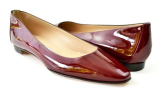 Manolo Blahnik Red Patent Leather Flats Heels Shoes 39