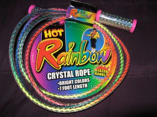   In Package 1 Rainbow Multi Color Crystal Plastic Jump Rope 7 Foot Long