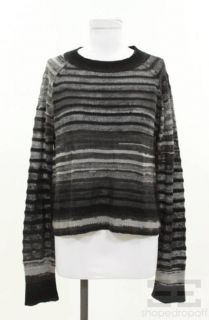 grey white wool paper stripe sweater size small