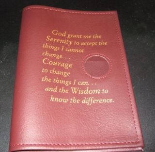 AA Alcoholics Anonymous Big Book Cover Serenity Prayer Coin Holder 