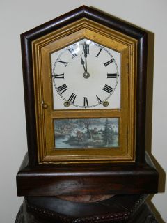   /Vintage Seth Thomas Mantel/ Shelf Clock   Hunting Scene w/ Young Boy