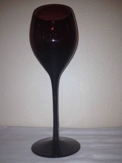 Vintage Cranberry Crystal Goblet Wine Stemware Glasses Set of 4 Hand 