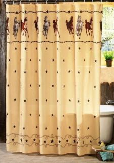 Western Theme Bathroom Decor Horses with Star Shower Curtain