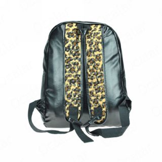   PU Leather Leopard Backpack Book School Handbag Bag Shoulder
