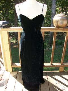 Vintage Black Velvet Betsy Adams Holiday Party Evening Dress Gown 