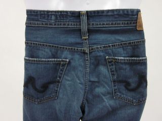 Adriano Goldschmied Mens Blue Cotton Whiskered Straight Leg Jeans Sz 