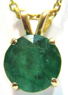   05ct African Emerald Pendant 14kt Yellow Gold Necklace 16 ★