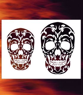 air brush stencil Tribal Skull Double Set 3 High Detail Template 