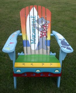 Hand Painted Adirondack Chair Shark Surfboard Theme