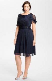 Adrianna Papell NAVY Draped Chiffon Dress (Plus) Sz.22W $158