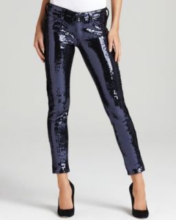 Adriano Goldschmied NEW Navy Sequined Super Skinny Legging Ankle Pants 
