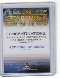 Adrienne Barbeau Auto Autograph Star Trek The Complete Deep Space Nine 