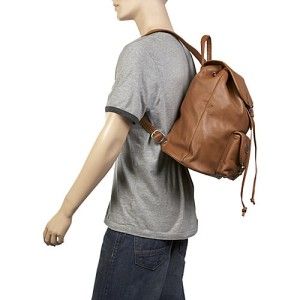 leatherbay large classic leather backpack tan