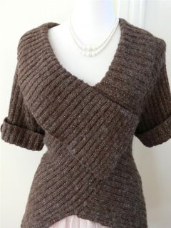 Alberto Makali Pretty Wool Blend Shawl Collar Asymmetrical Sweater M 