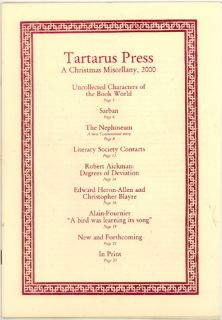 TARTARUS PRESS A CHRISTMAS MISCELLANY, rarely offered magazine