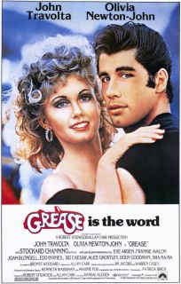 Grease Movie Promo Poster 1978 John Travolta Olivia Newton John Jeff 