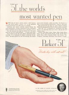 Albert Spalding for Parker 51 Pen Ad 1947 Artzybasheff