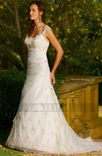 W264 ALINE CAP SLEEVES LACE WEDDING DRESS WITH A KEYHOLE BACK