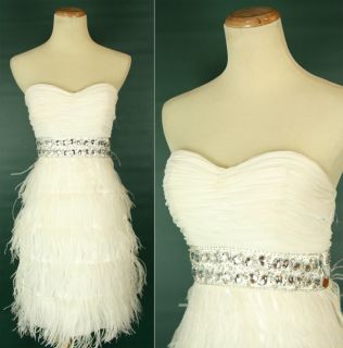 Alex Sophia $200 Ivory Strapless Evening Homecoming Cocktail Dress 5 