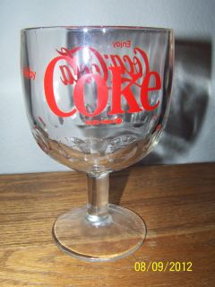 Rare Collectable Vintage Coca Cola Thumb print Stemed Glass Goblet