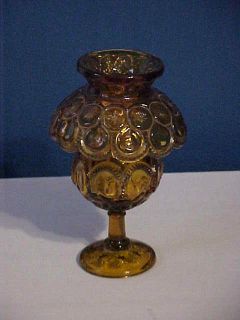 Vintage AMBER Smith Wright Glass MINI Oil Kerosene LAMP Miniature MOON 