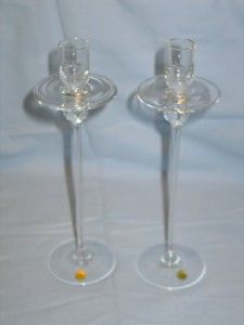 German Glaswerk Amberg Glass Candle Stick Holders IOB