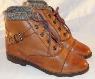 Leather Creations Vintage Granny Grunge Women Boots Size 6 5 Knit Wool 