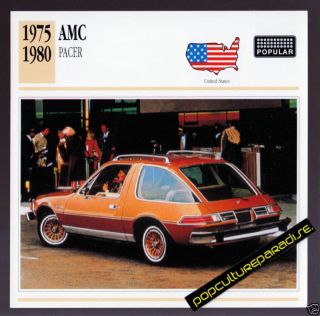 1975 1980 AMC Pacer American Motors Car Photo Spec Card