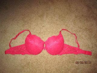 Victorias Secret Angels Air All Red Lace Bra with Red Crystal Bow 