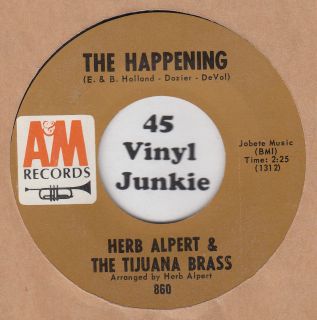 Herb Alpert 45 RPM The Happening on A M Records