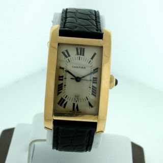 Cartier Tank Americaine 18K Yellow Gold Automatic Discontinued Unisex 